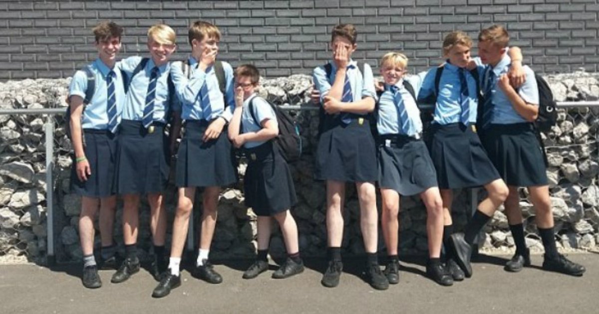 wearing skirt.jpg?resize=1200,630 - Group Of Boys Wore Skirts To School After Being Banned From Wearing Shorts Despite Extreme High Temperatures