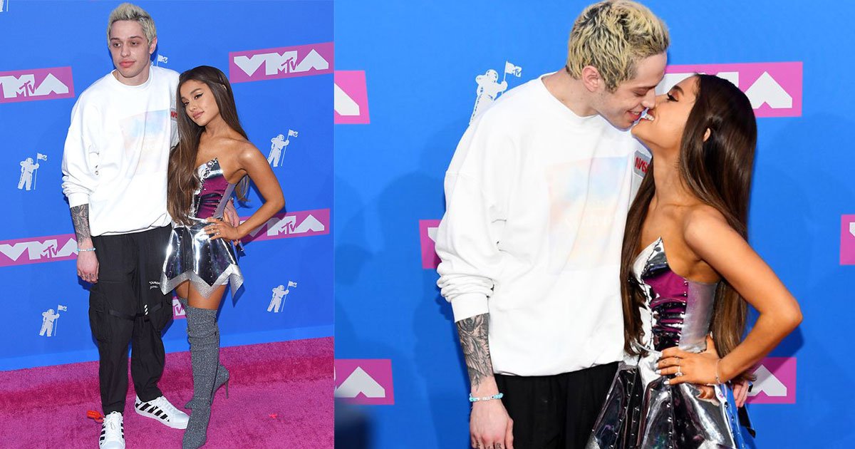 ariana grande and pete davidson made their red carpet debut at mtv video music awards.jpg?resize=1200,630 - Ariana Grande et Pete Davidson ont fait leurs débuts sur le tapis rouge des MTV Video Music Awards 2018