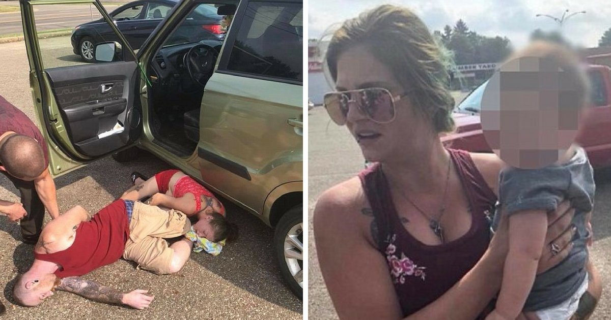baby4.png?resize=1200,630 - Casal resgata uma menina suando dentro de carro quente depois que os pais da criança desmaiaram após uma overdose de heroína