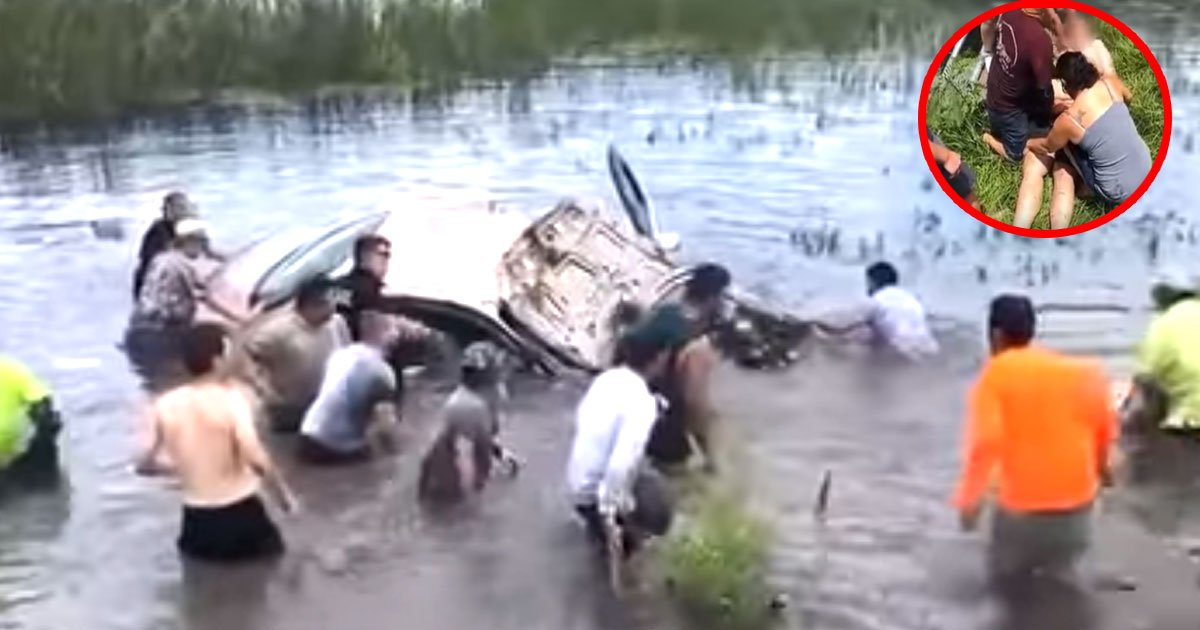 bystander rescued a man after his car crashed into lake in florida us.jpg?resize=1200,630 - Des témoins ont sauvé un homme après que sa voiture se soit écrasée dans un lac en Floride