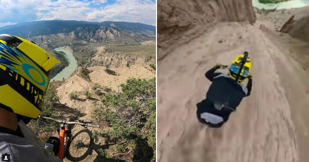 canyon ride.jpg?resize=1200,630 - Ce mec filmé avec GoPro descend un canyon escarpé sur son vélo. Vos genoux trembleront, vos paumes seront moites en le regardant.