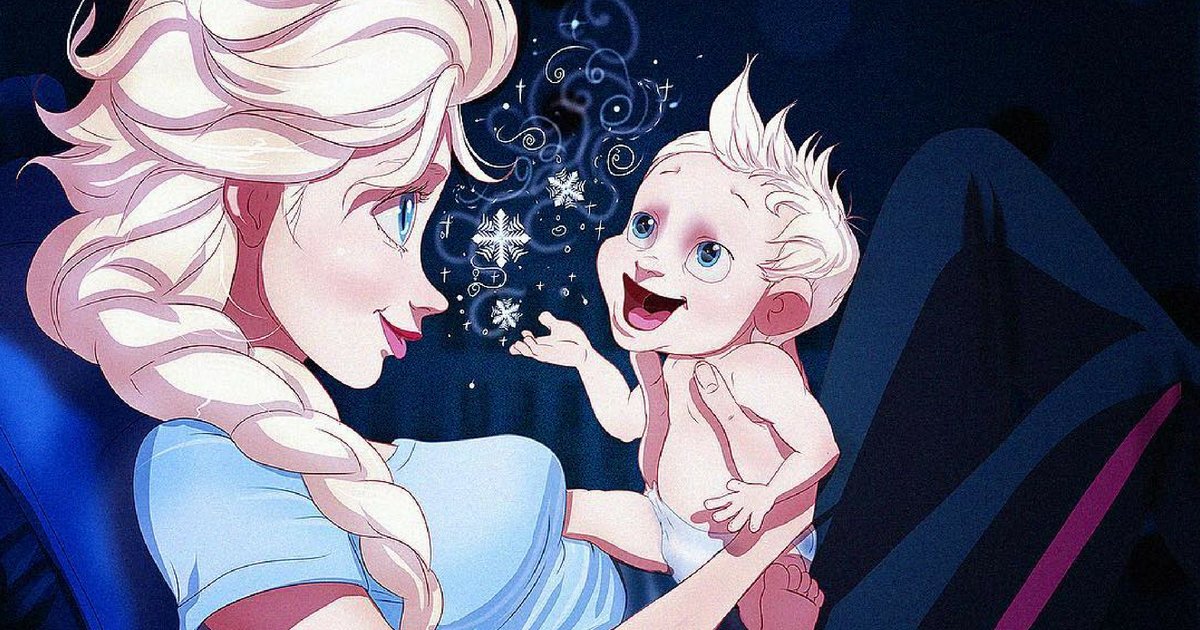 elsababy.png?resize=412,275 - Artista ilustra princesas da Disney como mães e o resultado é maravilhoso