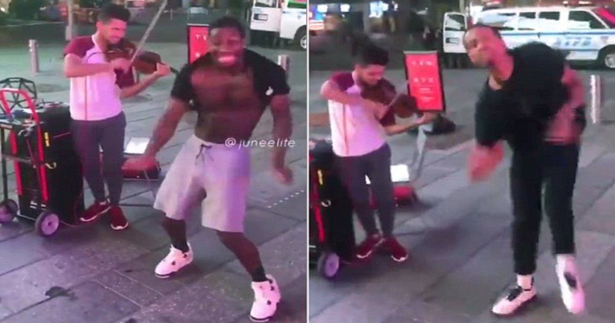featured image 39.jpg?resize=412,232 - Cheering Moment As 4 Men Start Dancing The Harlem Shake And Talented VIOLINIST Plays Incredible Tune In Times Square