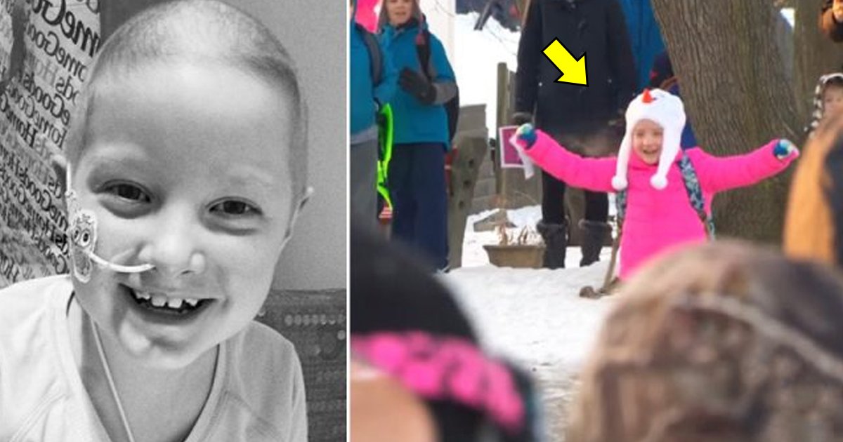 gag 1.jpg?resize=412,275 - Une petite fille de 7 ans retourne à l'école après avoir combattu un cancer pendant 15 mois