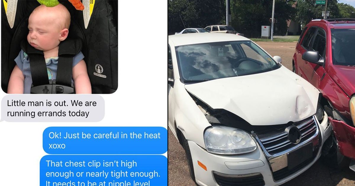 nagging mom saved son car accident text husband 11.jpg?resize=1200,630 - Mother's Nagging Text To Her Husband Saved Their 3-Month-Old Son's Life When They Got Into A 50MPH Crash Minutes Later