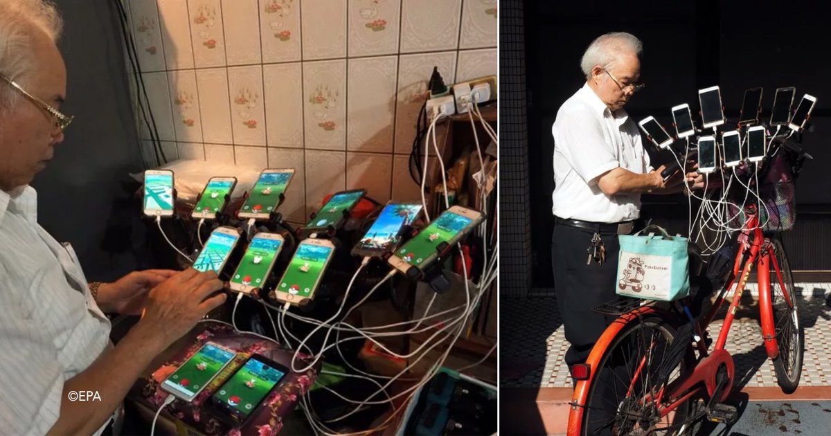 pok.jpg?resize=412,275 - Este abuelo de 70 años usa 11 celulares para atrapar a todos los Pokemones