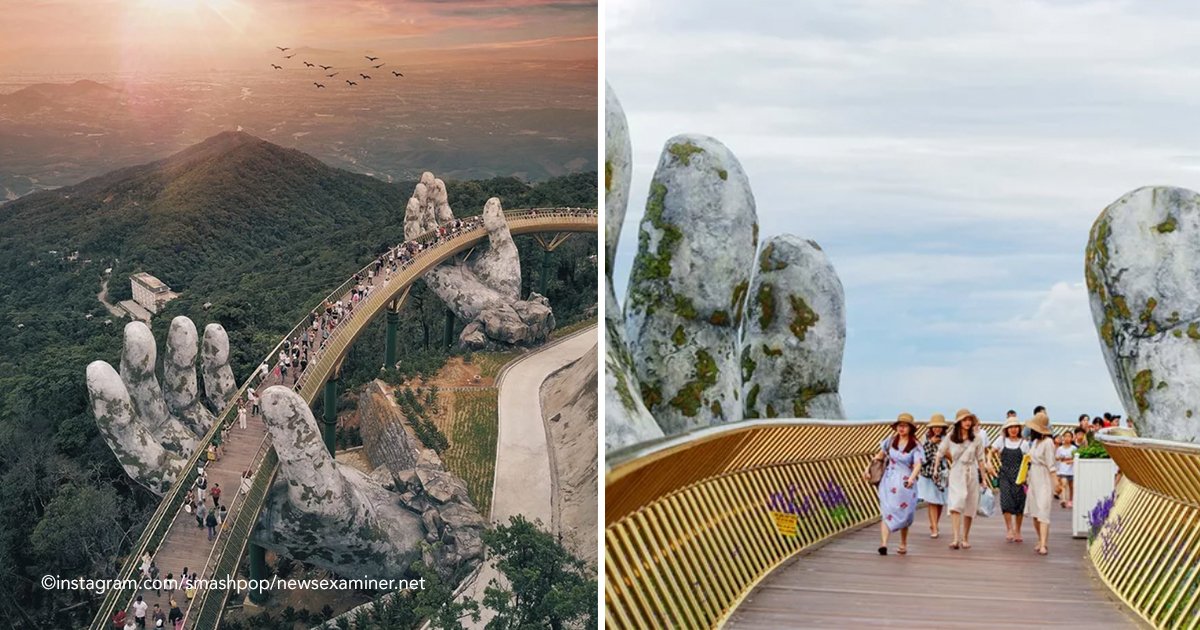 puente.jpg?resize=412,275 - Un impresionante puente de oro sostenido por dos manos gigantes acaba de inaugurase en Vietnam