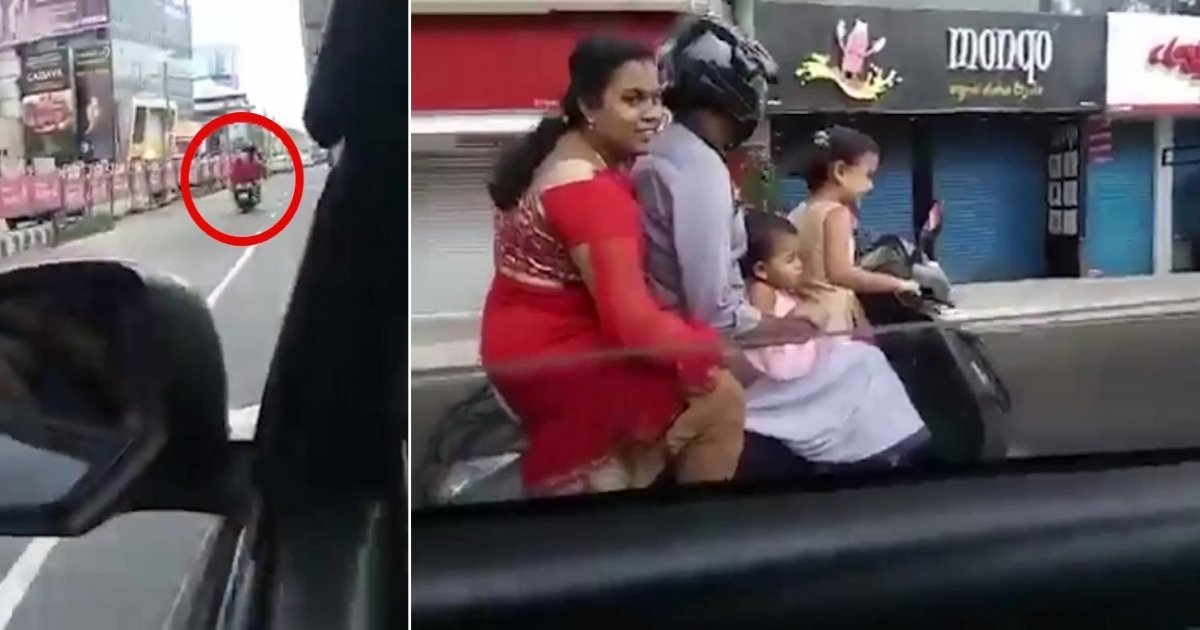 s1 side.jpg?resize=1200,630 - Un passager stupéfait filme une fillette de 5 ans conduisant un scooter avec ses parents et sa sœur derrière elle