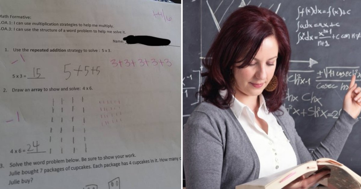 teacher marking.jpg?resize=1200,630 - Voici pourquoi les enseignants américains ont décidé que 5x3=15 comme étant incorrects !