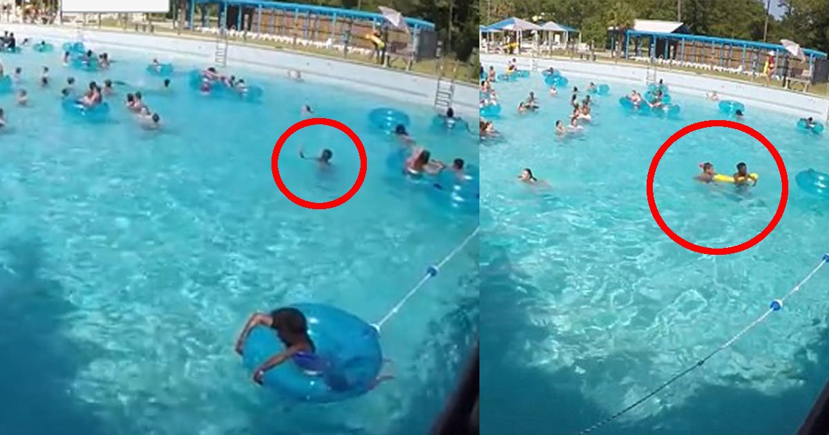 untitled 1 77.jpg?resize=1200,630 - Un sauveteur a sauvé un garçon de la noyade alors qu'il glissait de son anneau gonflable dans la piscine.