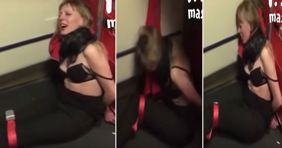 woman drunk plane tied up hands 5.jpg?resize=1200,630 - Une femme à moitié nue attachée par le personnel de cabine d'un avion après avoir commencé à être agressive lors d'un vol de la Russie vers la Turquie