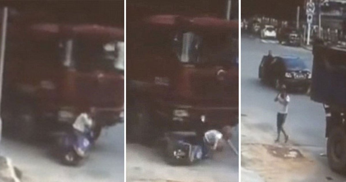 11 64.jpg?resize=412,232 - Une femme a eu une chance de s'échapper après avoir été renversée par un camion à Xinyi, en Chine