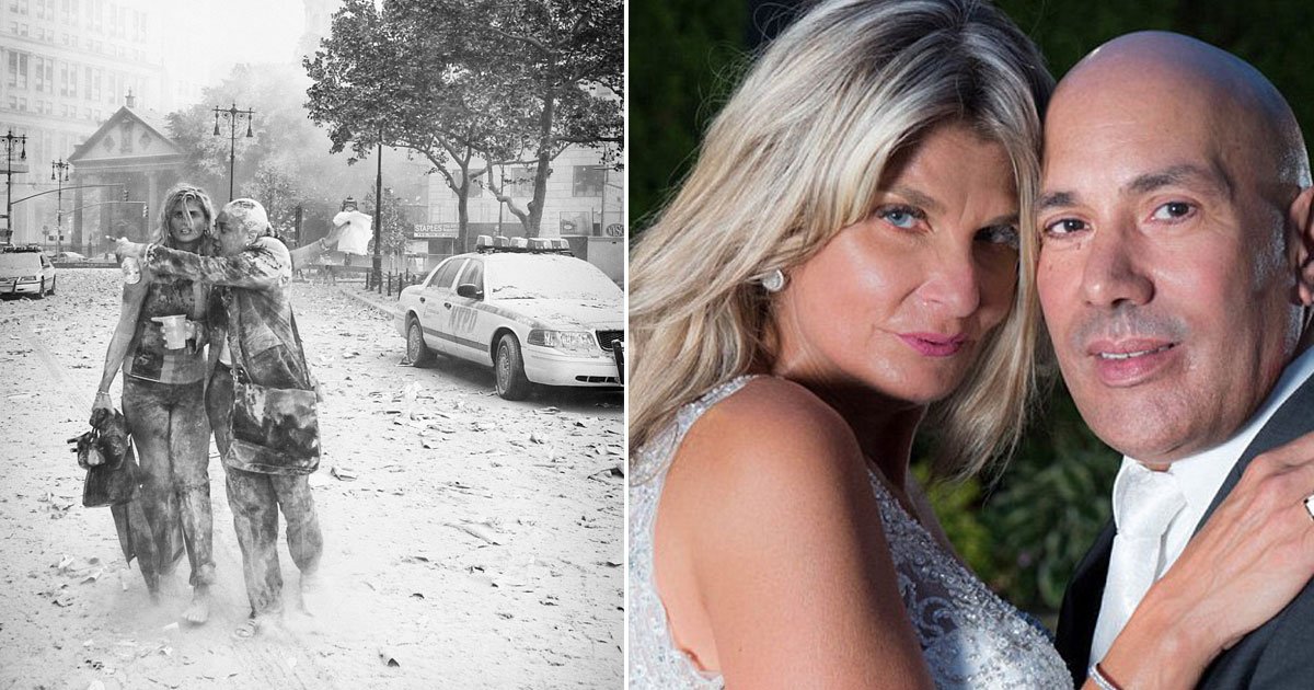 911 attack.jpg?resize=412,232 - Sobrevivente do 9/11 foi fotografada no dia do atentado e no dia do seu casamento pelo mesmo fotógrafo