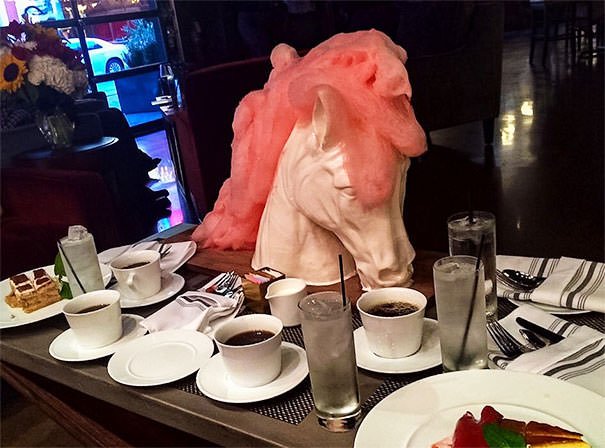 More That Moment When Everyone Else Gets Plates And Your Dessert Arrives On A Porcelain Horse Head