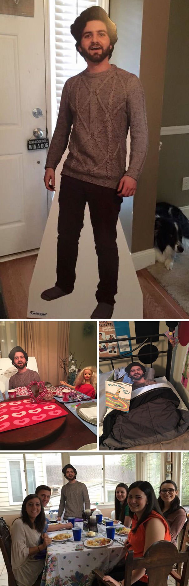 Son Studying Abroad Sent Mom Cutout Of Himself And Thought They