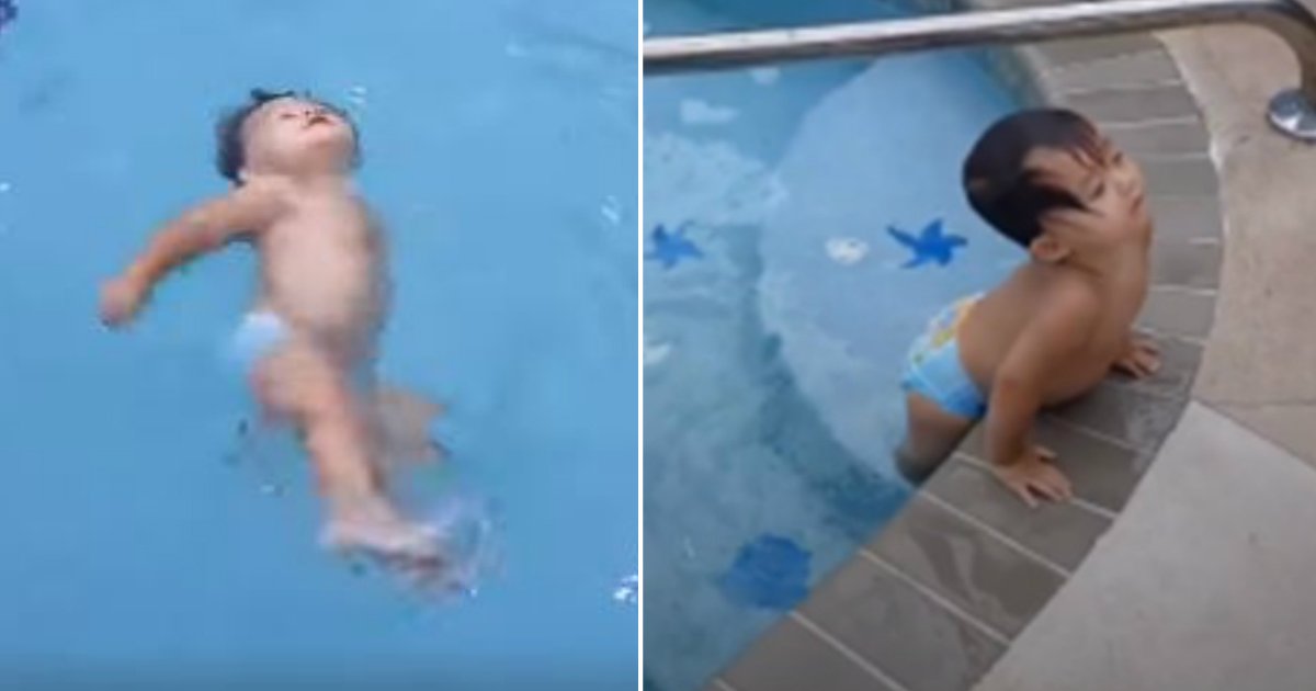 baby swim.jpg?resize=412,232 - Cette incroyable fillette de 1 an sait déjà nager dans la piscine toute seule