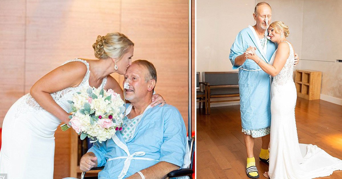 bride ailing father.jpg?resize=412,275 - Heartbroken Father Was Told He Was Too ILL To Attend Daughter’s Wedding, So She Surprised Him On Her Wedding Day