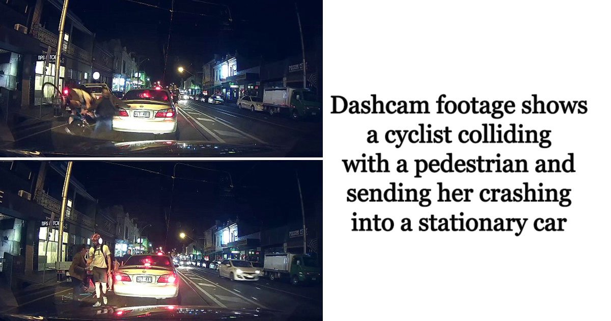 cyclist crash woman.jpg?resize=1200,630 - Cette vidéo d'un cycliste entrant en collision avec une femme traversant la route a divisé Internet