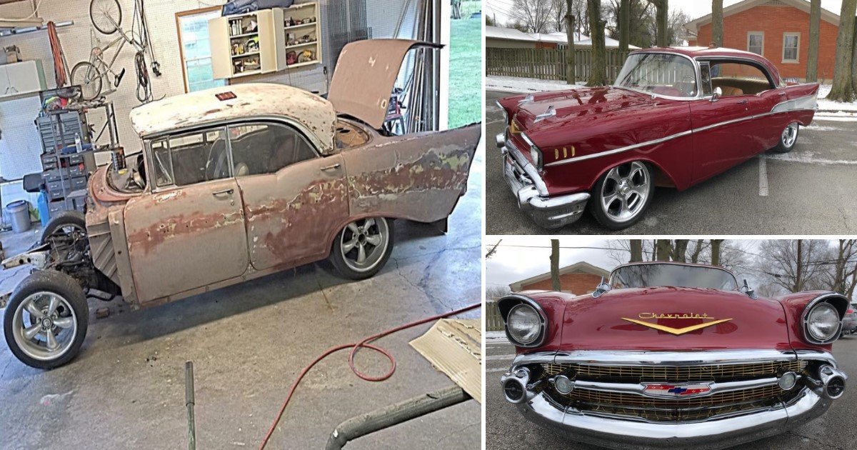 featured image 8.jpg?resize=412,275 - Grandson Secretly Restores Grandpa's 1957 Chevy Bel Air By Selling His Own Car