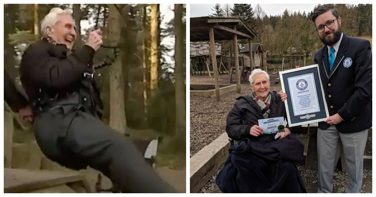 old man.jpg?resize=1200,630 - Cet homme a célébré son 106e anniversaire en devenant la personne la plus âgée à essayer une tyrolienne