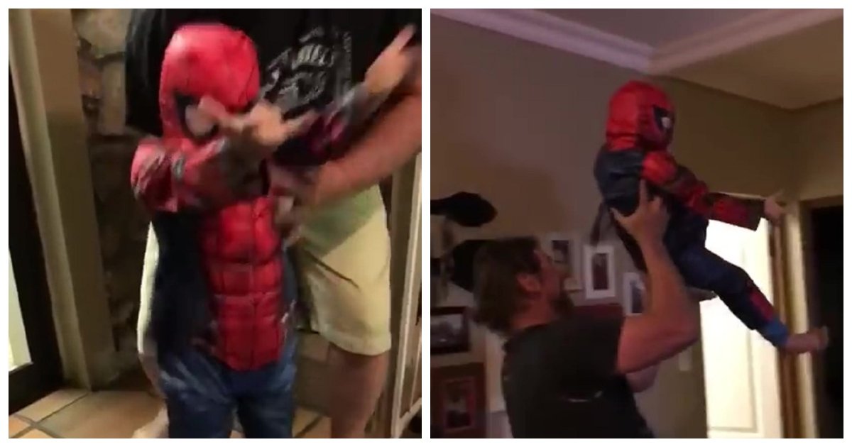 spiderman.jpg?resize=1200,630 - Un papa réalise le rêve de son fils, d'être spider-man, et montre qu'il est le véritable super-héros.