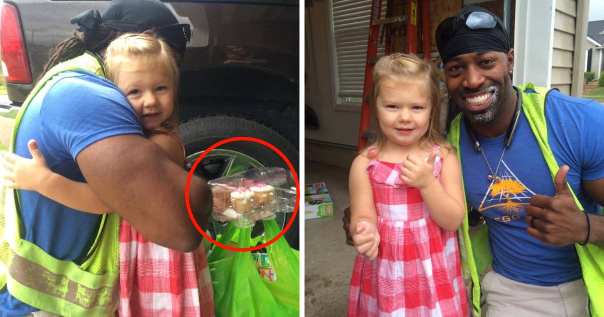 untitled design 16 1.png?resize=412,275 - Little Girl Surprised Garbage Collector With Birthday Cupcake; 6 Months Later He Returned The Favor