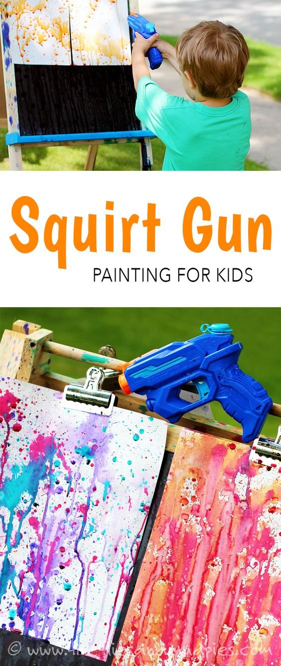 squirt gun painting - a fun summer art project for kids
