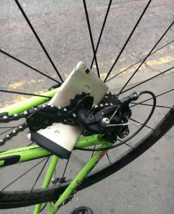 This Person Dropped His Phone Into A Bike Chain While Riding