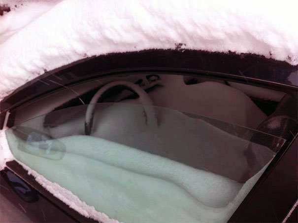 This Is What Happens When You Forget To Roll Your Window Up Before A Snowstorm