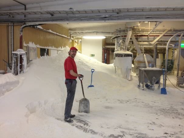 So My Friends At Work Accidentally Broke A Pipe Line And As Result 30 Ton Of Flour Dropped On The Floor