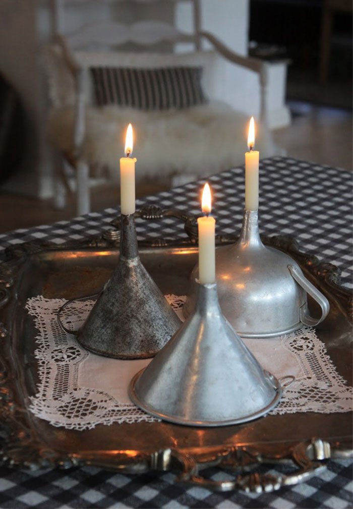 Vintage Funnels Turned Candle Holders