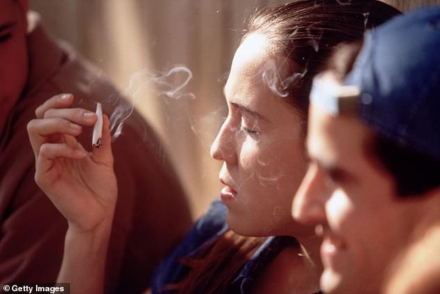 Researchers say marijuana use in teenagers was linked to struggles with reasoning, memory and inhibitions later on life (file image)