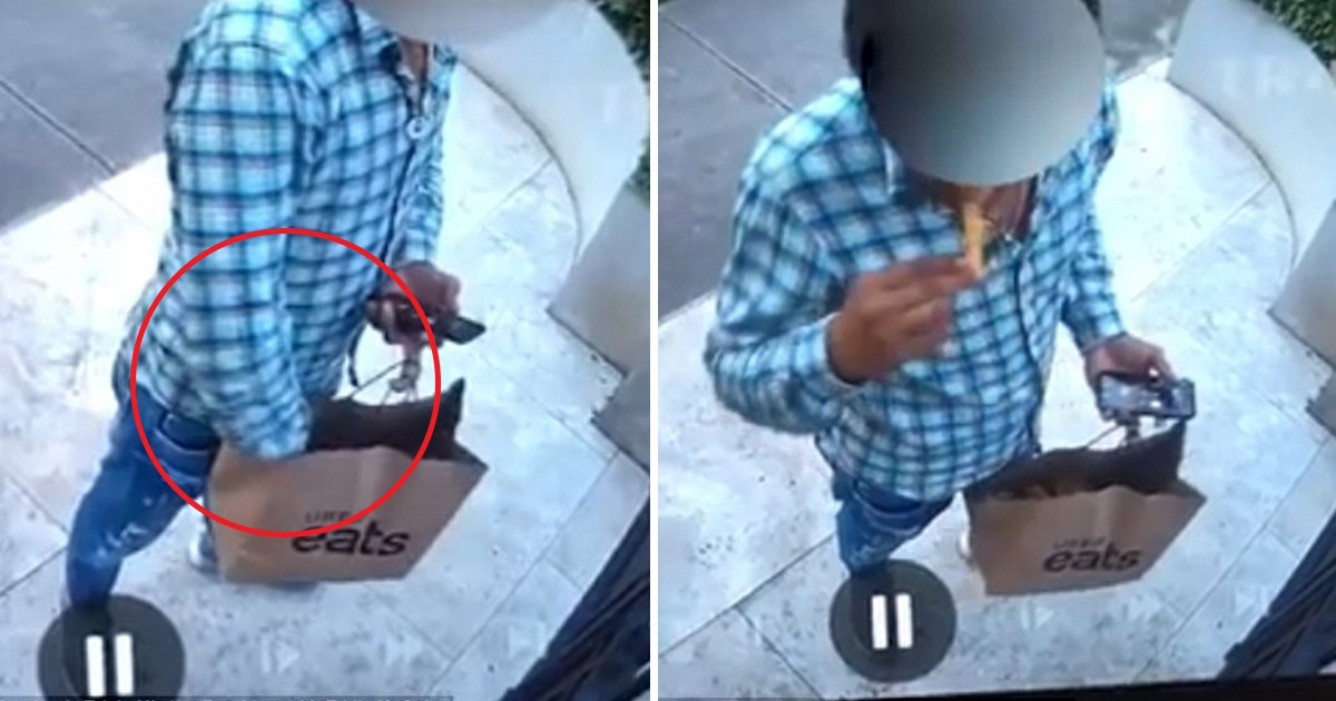 ggga.jpg?resize=1200,630 - Video Caught An UberEats Driver Eating French Fries Before Ringing Cusotmer's Door Bell