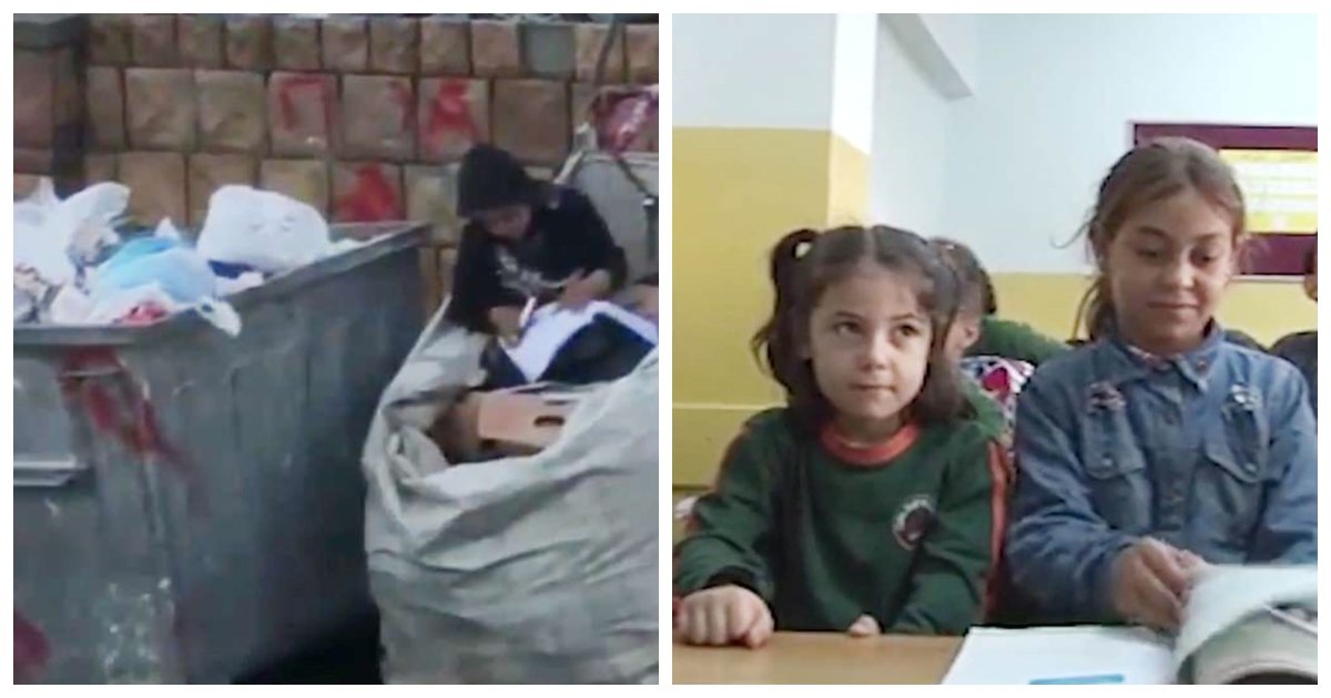 girl 2.jpg?resize=1200,630 - Moment déchirant : une réfugiée syrienne âgée de 11 ans est filmée en train d'étudier dans un tas d'ordures