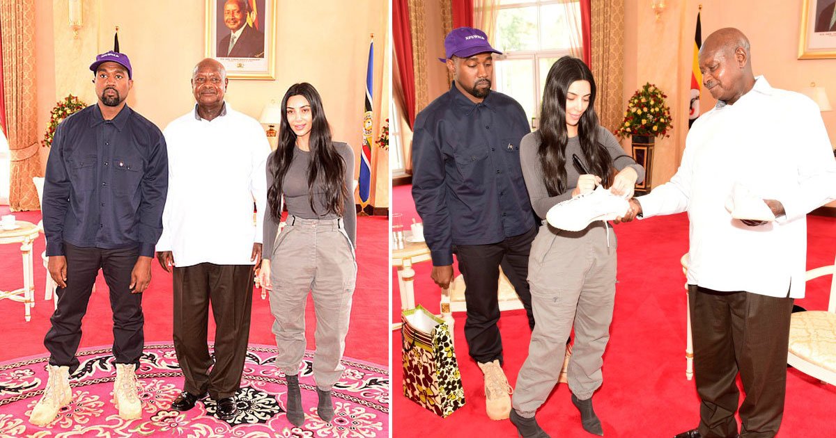 kanye kim uganda.jpg?resize=1200,630 - Le président ougandais demande à Kim Kardashian: "Quel est votre travail?" au cours de sa visite en Ouganda avec son mari Kanye West