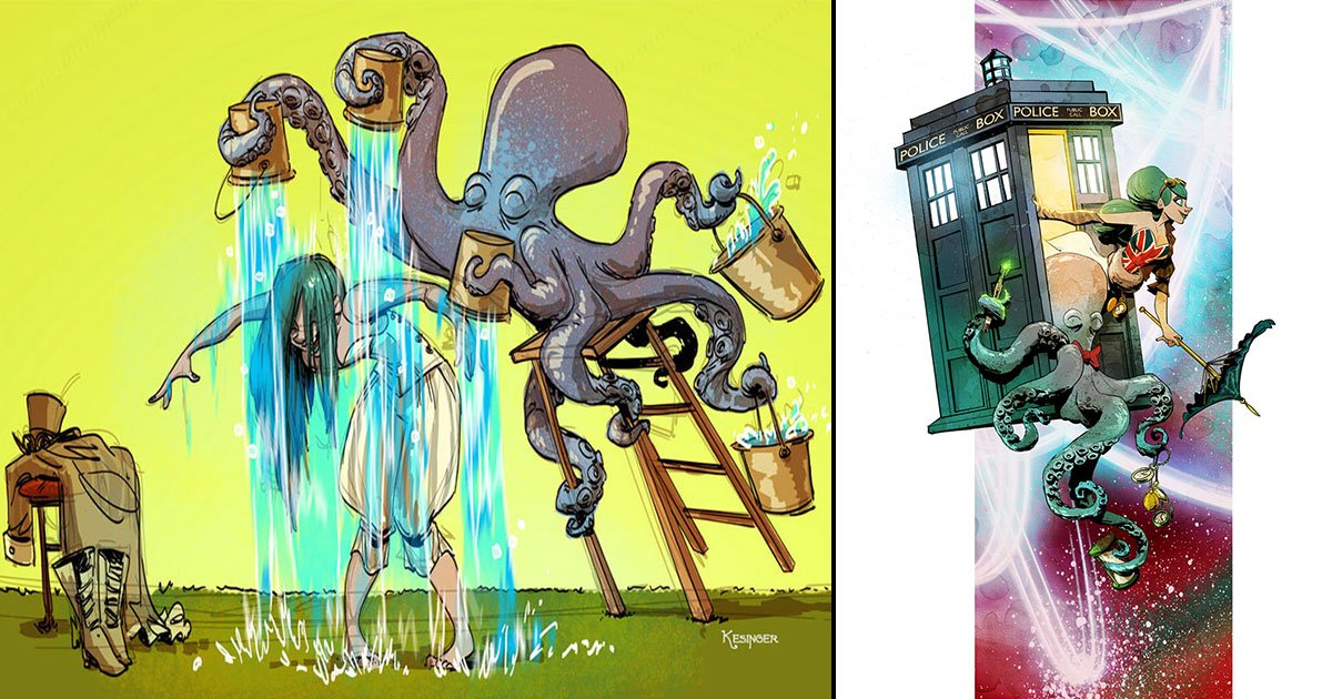 untitled 1 37.jpg?resize=1200,630 - Un illustrateur de Disney imagine une vie avec une pieuvre comme animal de compagnie et vous allez l'adorer
