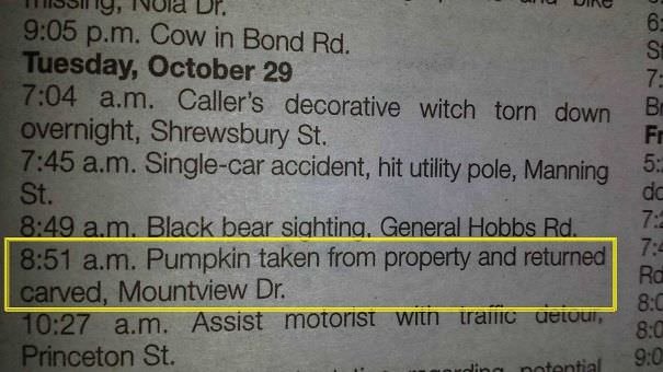  Small Town Police Log