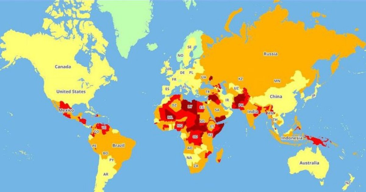 countries.png?resize=412,275 - Une carte conçue pour les voyageurs montre les pays les plus dangereux au monde