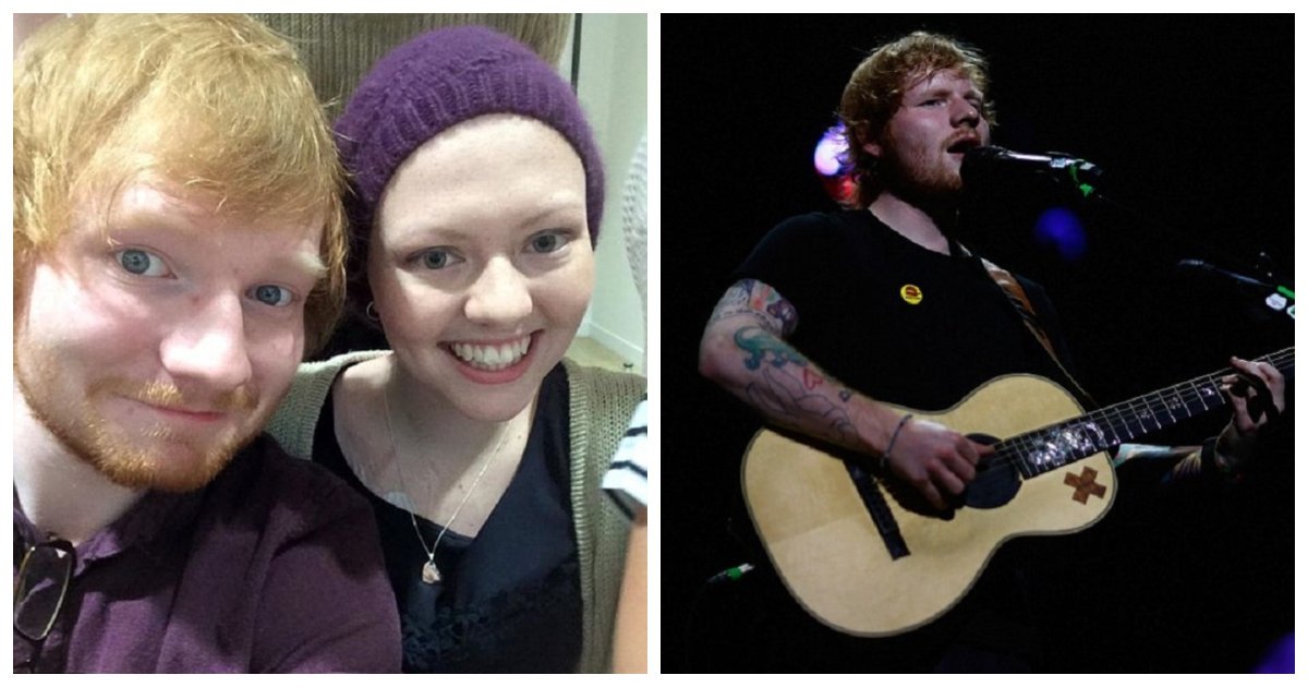 ed.jpg?resize=1200,630 - Ed Sheeran surprend un fan atteint d'un cancer qui n'a pas pu assister à son concert