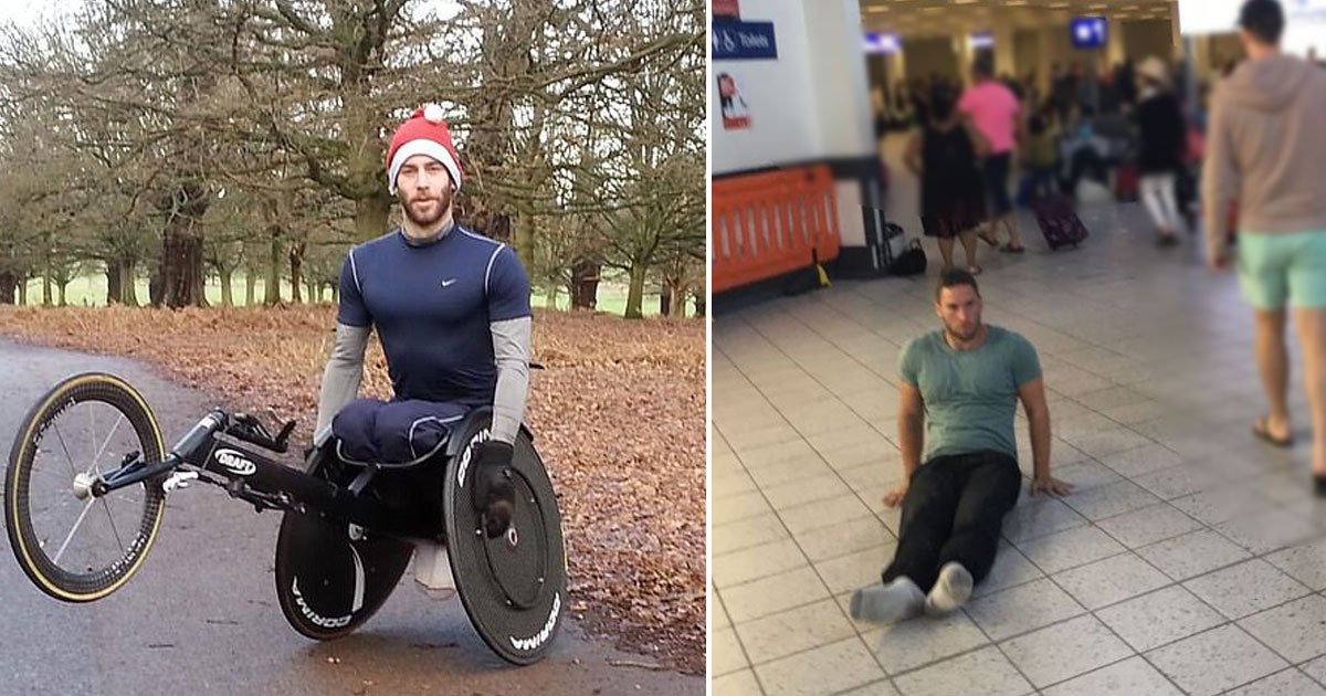 man drags himself.jpg?resize=412,275 - Paraplegic Man Drags Himself Through Airport After His Wheelchair Was Left Behind On A Flight