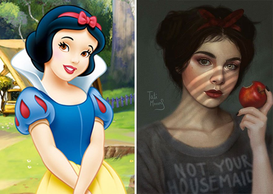 personnages feminins celebres realistes 6.jpg?resize=1200,630 - Elle transforme les héroïnes pour enfants en jeunes femmes plus vraies que nature.