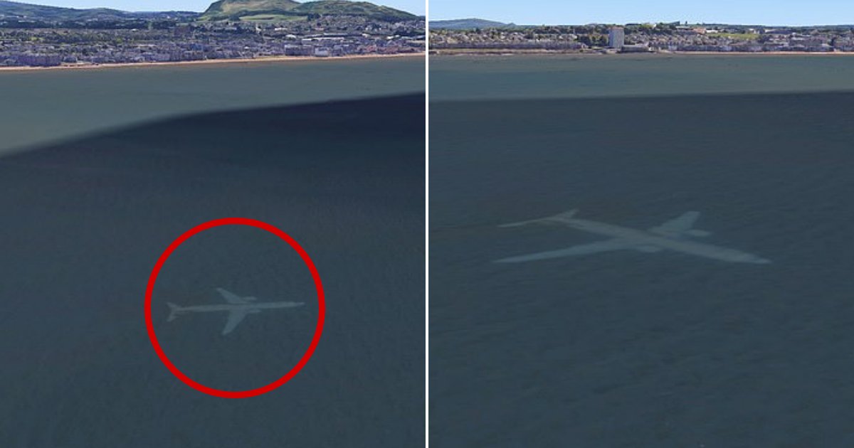 untitled design 77.png?resize=1200,630 - Sur Google Earth, un avion apparaît submergé sous l'eau laissant beaucoup de monde intrigué