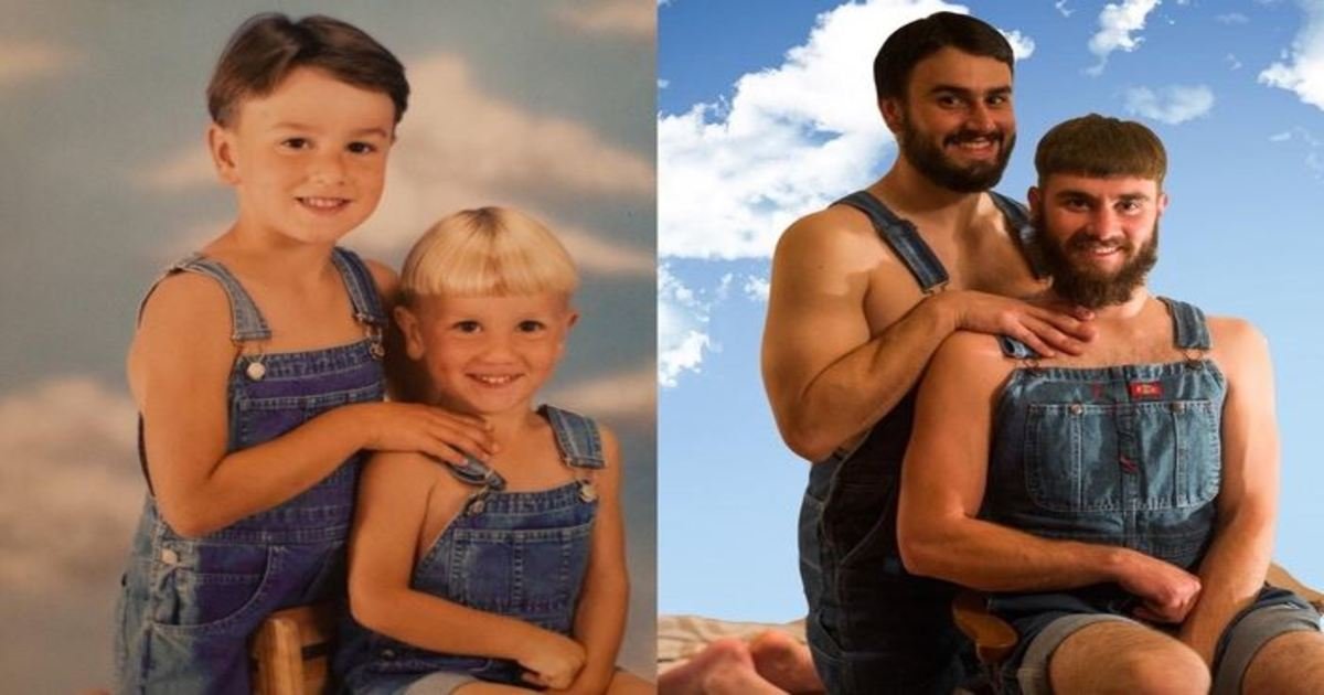 6 86.jpg?resize=412,275 - 23 Adorable Times People Recreated Their Childhood Photos