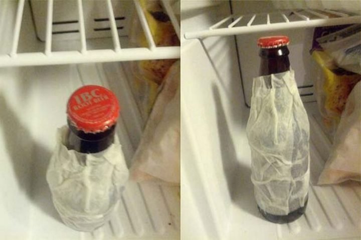 17 Kitchen Hacks - Wrap a wet napkin around your beer and get nice cold beer in only a few minutes.