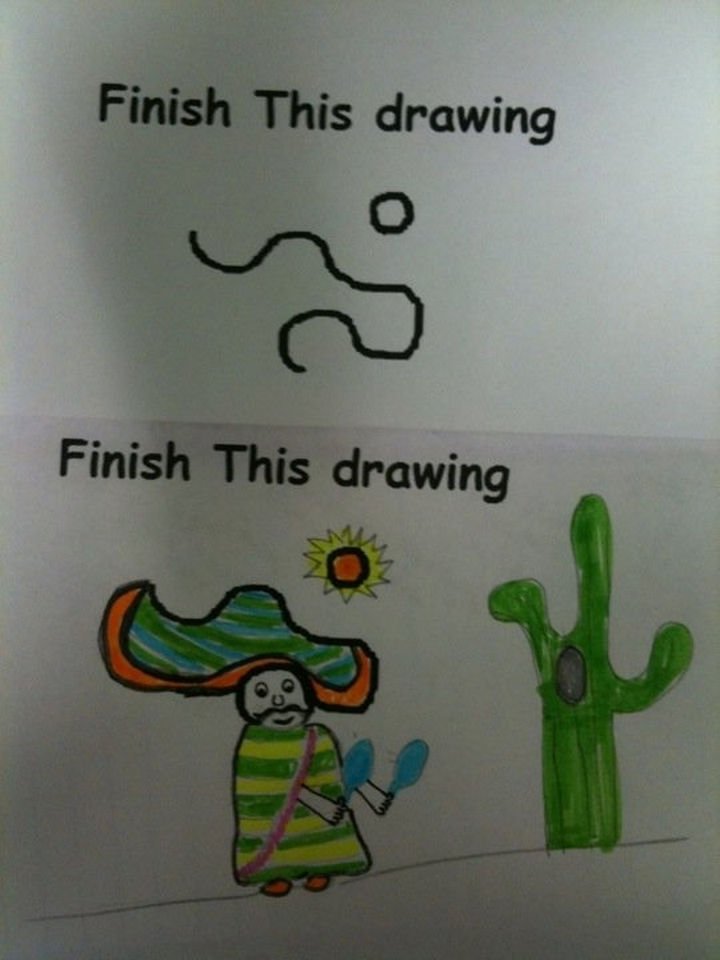 19 Clever Kids - He got all that from a wavy line and a circle? This kid is epic.