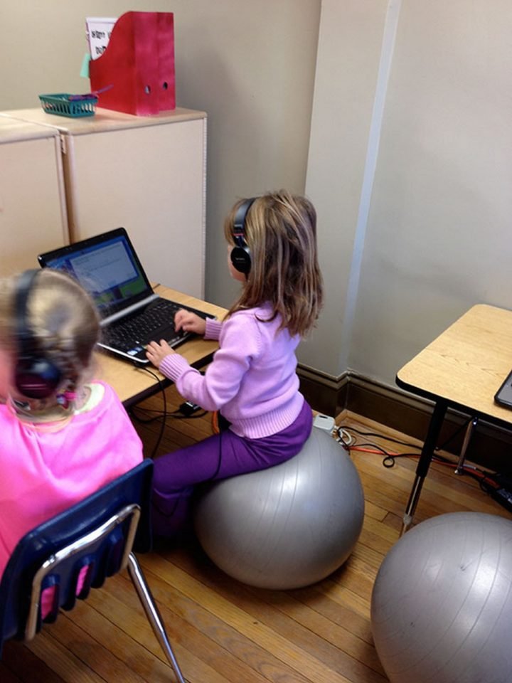 21 Best Mom Hacks - Let your kids sit on a stability ball to help improve their posture and balance.