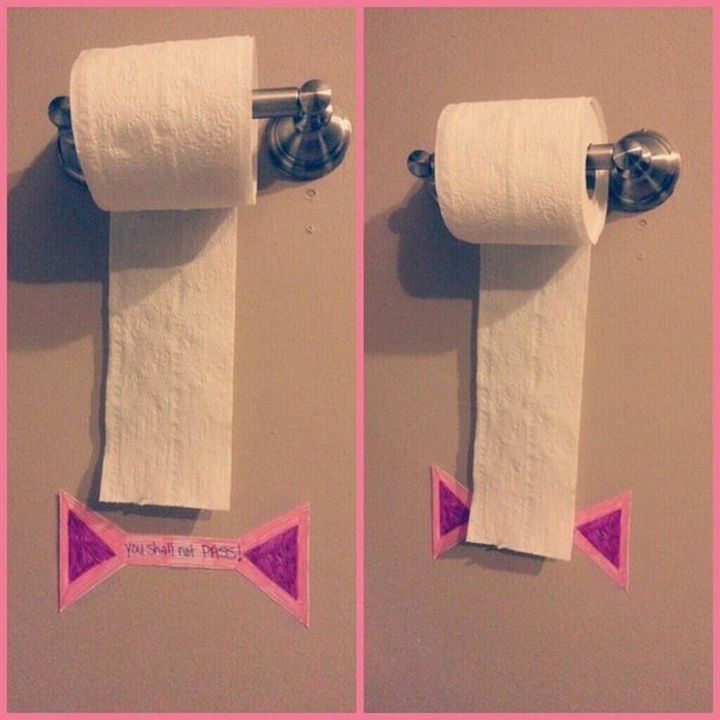 24 Life Hacks for Kids - Prevent unnecessary use of toilet paper by using a tear mark to show how much to use.