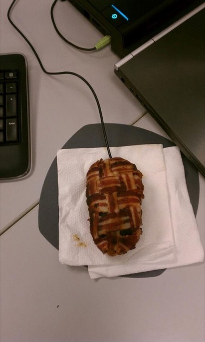 25 Office Pranks - Skipped breakfast? Bacon truly is great on anything.