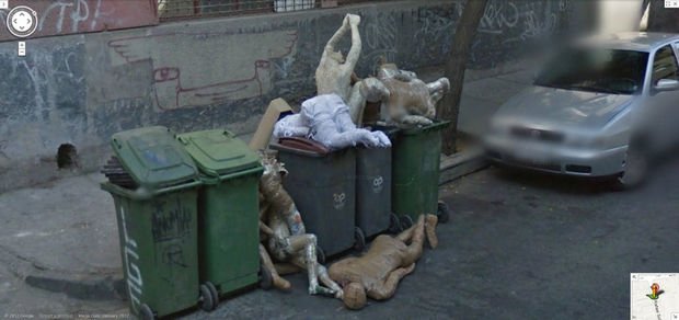 25 Weird Things Found on Google Maps - Yes, those are mannequins in a dumpster and it