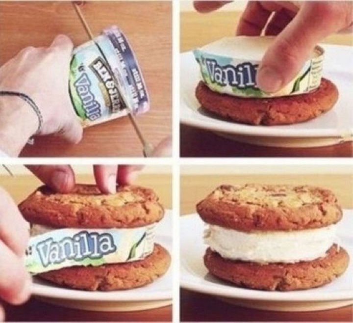 26 Simple Life Hacks - Instant ice cream sandwiches.